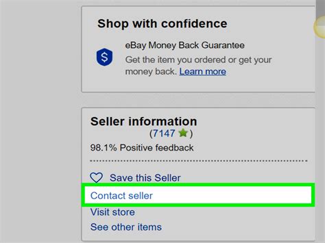 how do you contact seller on ebay